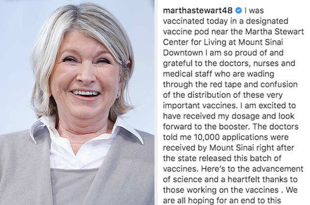 Martha Stewart Was Accused Of “Jumping The Line” To Get The COVID Vaccine, And She Responded On Instagram