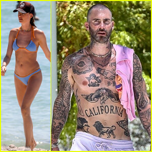 Adam Levine & Behati Prinsloo Bare Their Hot Bodies During a Sunny Saturday in Miami