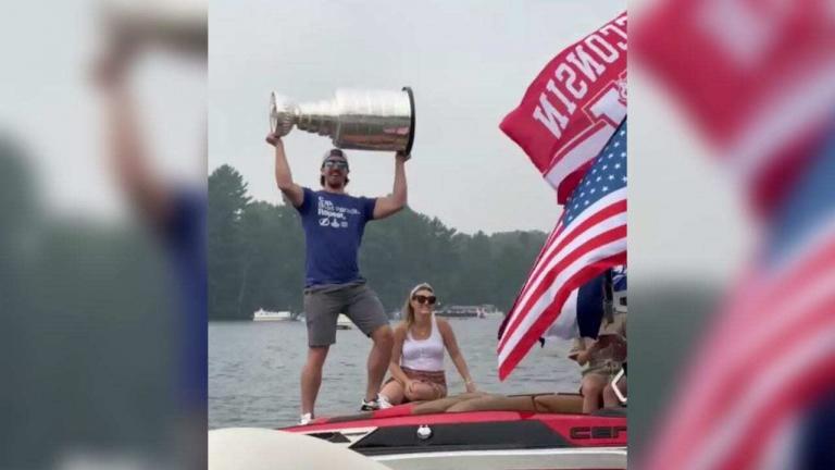 St. Paul native Ryan McDonagh celebrates with Stanley Cup