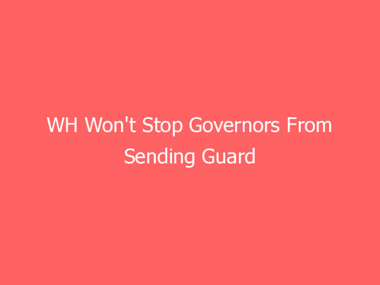 WH Won't Stop Governors From Sending Guard Units to Border