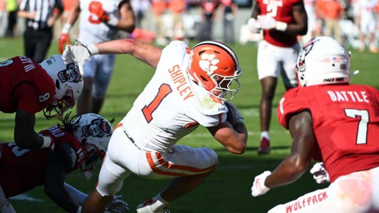 Will Shipley injury: Clemson star RB exits NC State game following scary goal-line hit