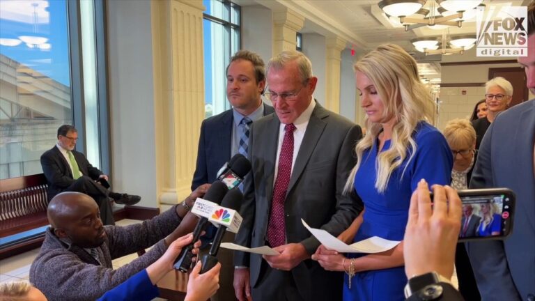 Jared Bridegan’s father Gaylord, and sister Ashley address the media